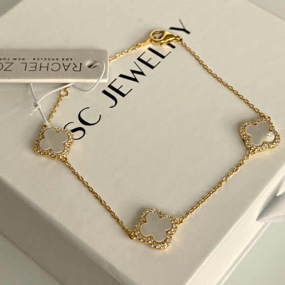 Rachel Zoe Clover Bracelet Cubic Zirconia Mother of Pearl 925